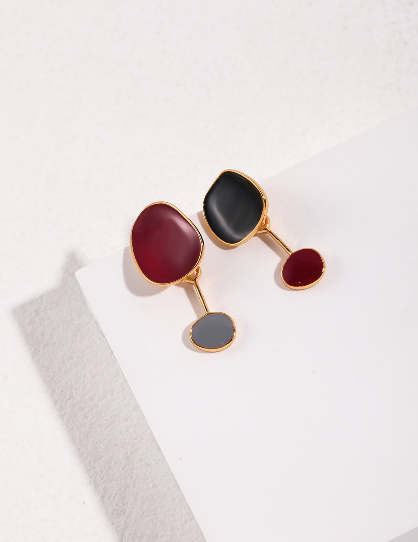 Black And Red Glaze 925 Silver Earrings