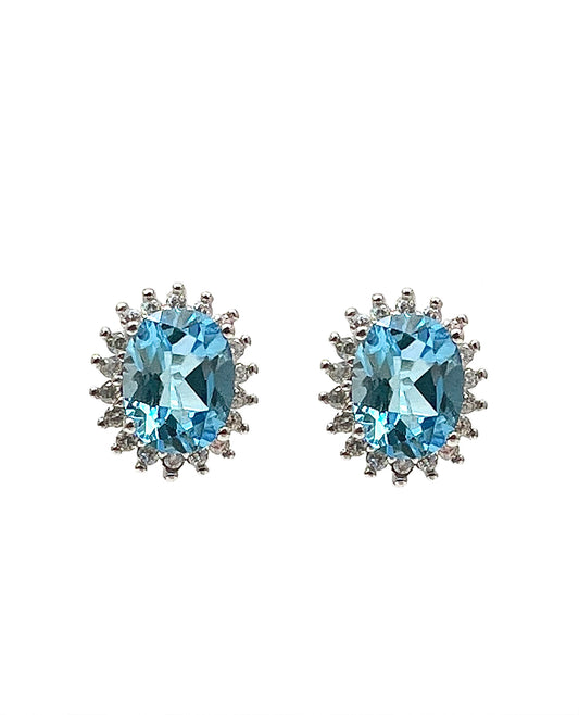 Blue Topaz 925 Silver Stud Earrings