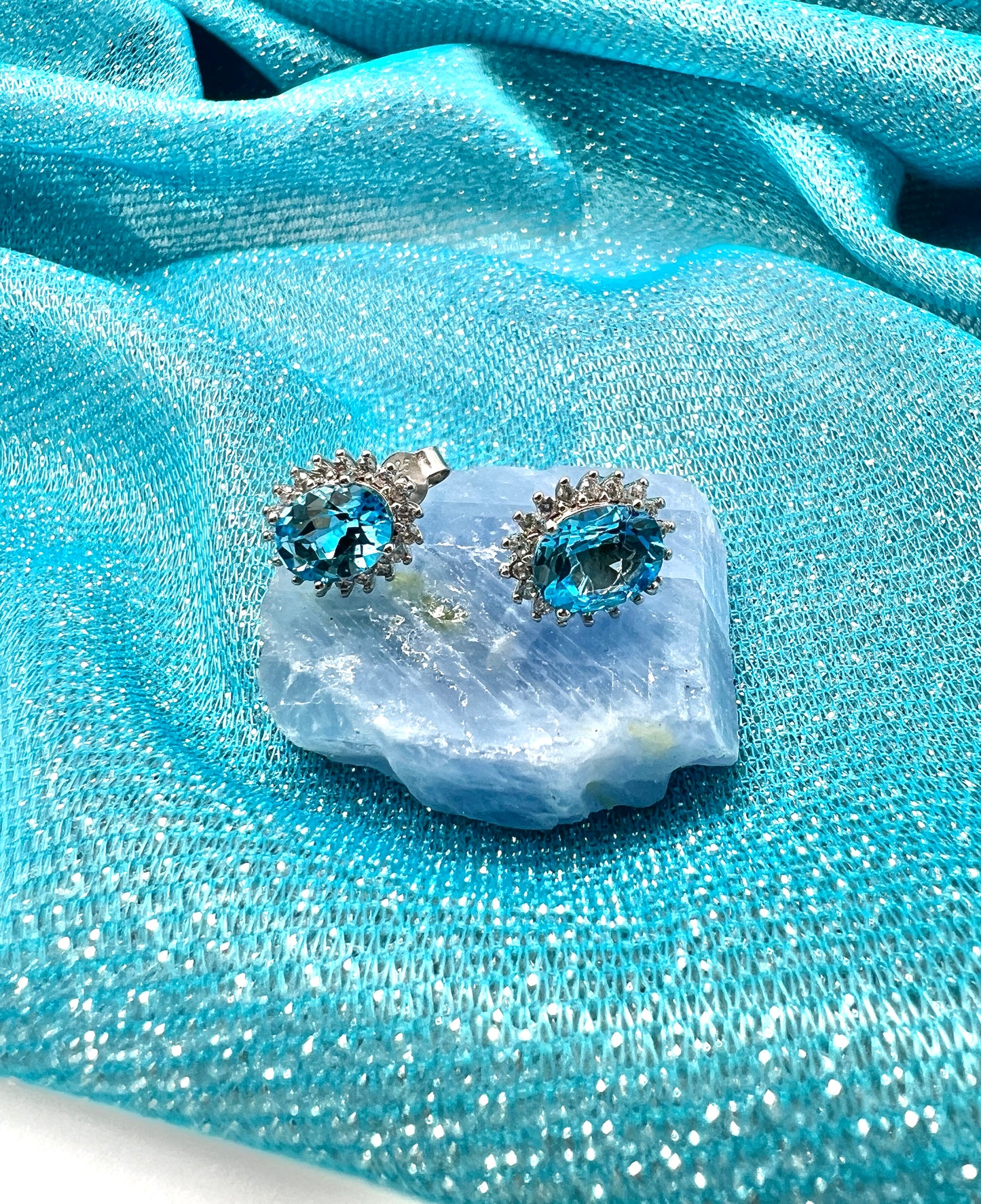 Blue Topaz 925 Silver Stud Earrings