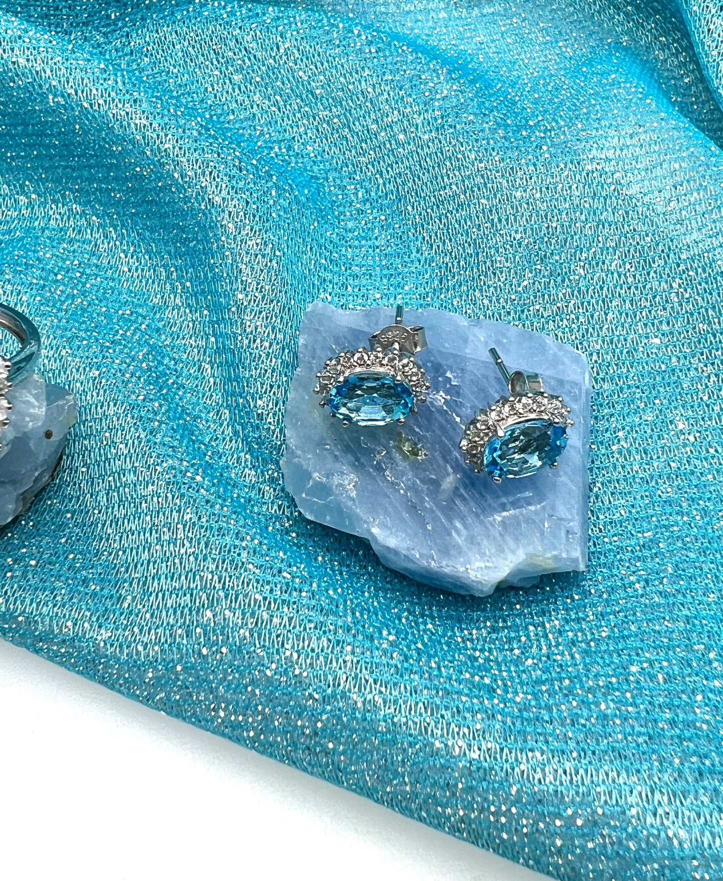 Blue Topaz 925 Silver Stud Earrings