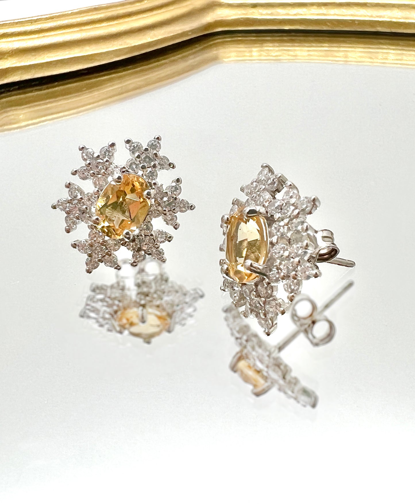 Citrine Stone 925 Silver Earrings