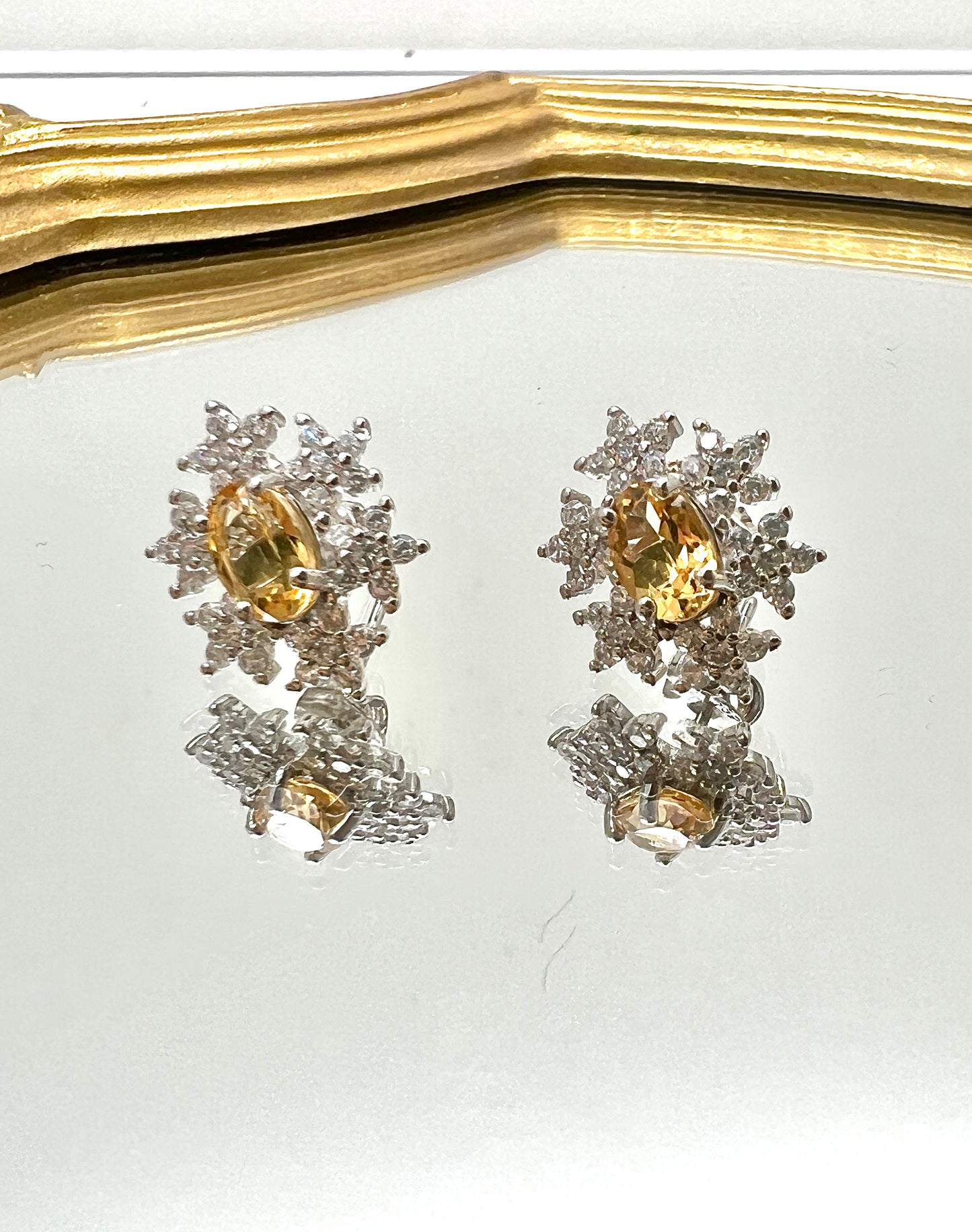 Citrine Stone 925 Silver Earrings
