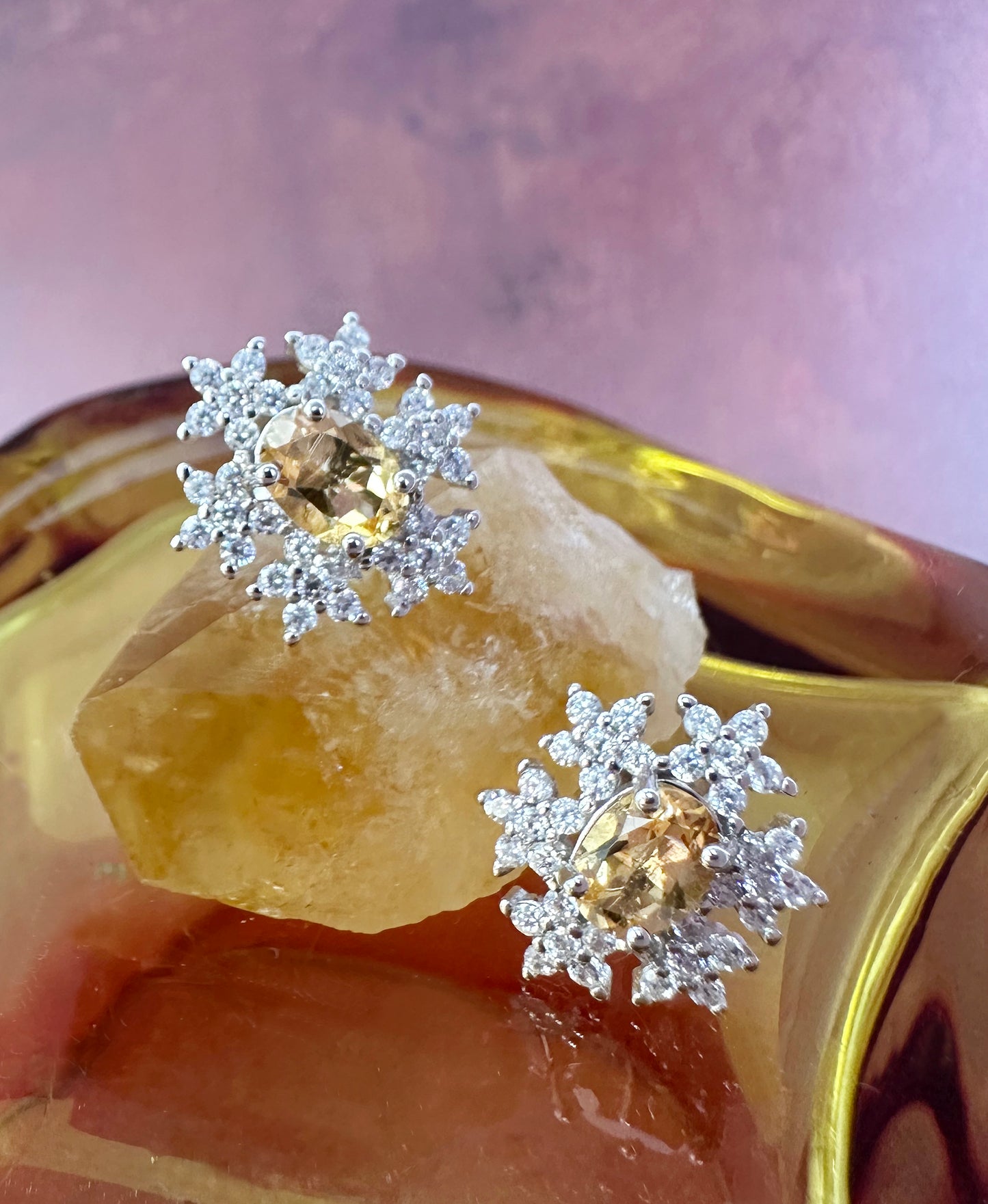 Citrine Stone 925 Silver Earrings