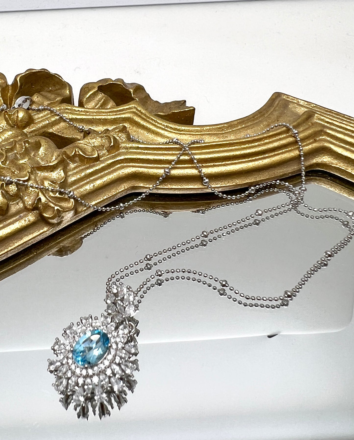 Blue Topaz Stone Pendant 925 Sterling Silver Necklace