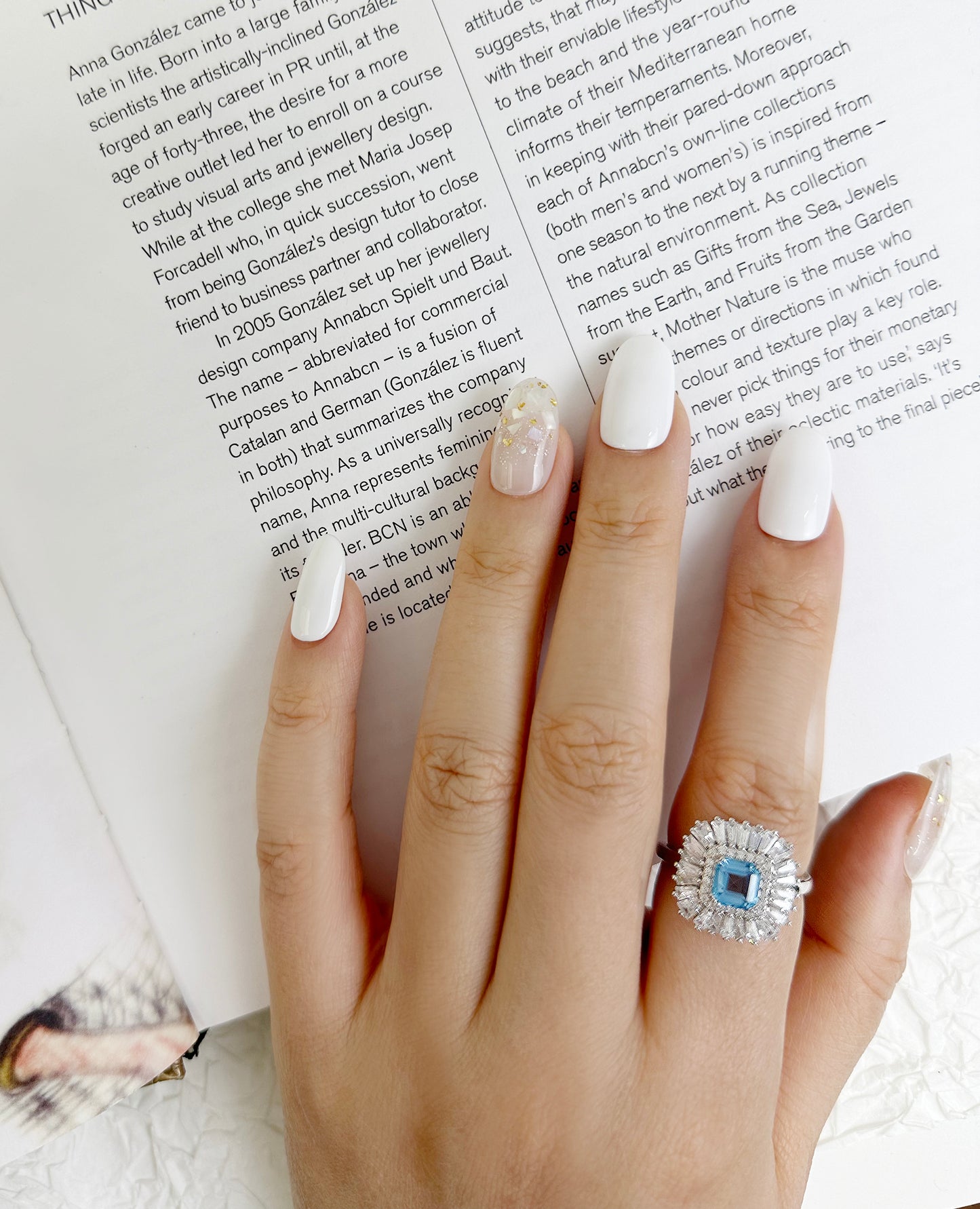 Square Shape Blue Topaz Stone 925 Silver Ring