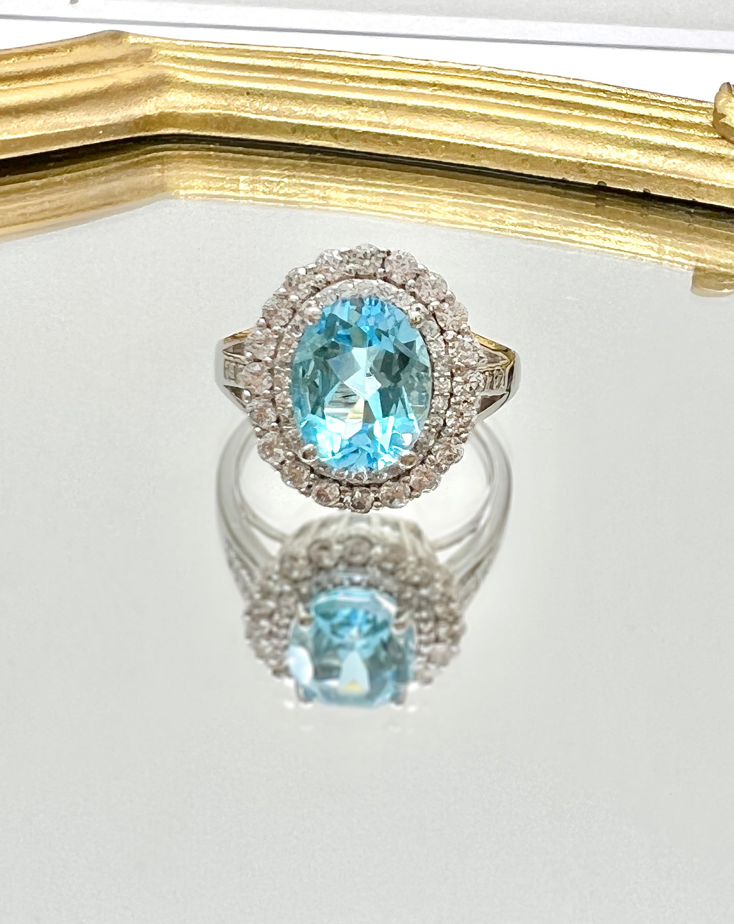 Blue Topaz Stone Big Princess Diana Ring