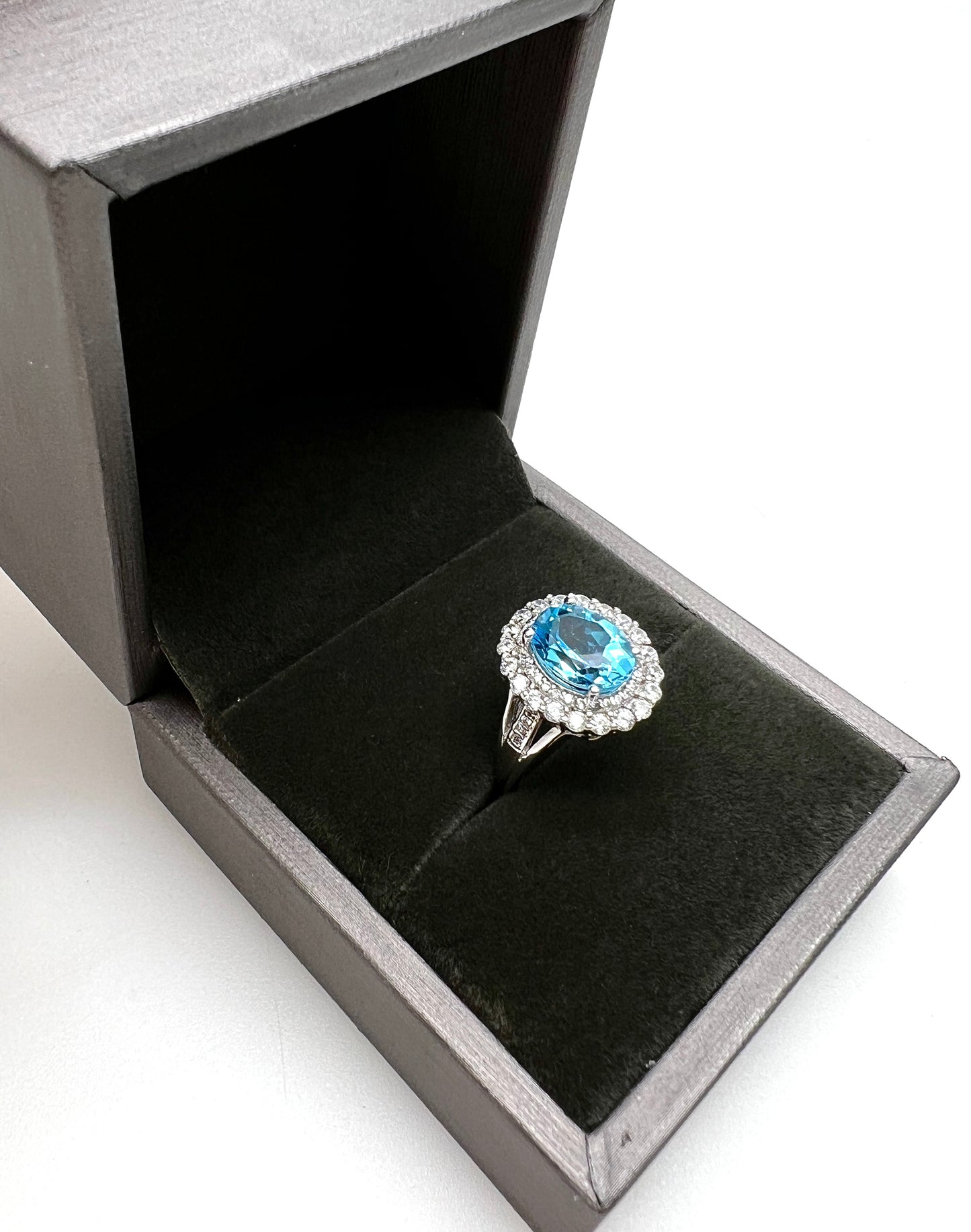 Blue Topaz Stone Big Princess Diana Ring
