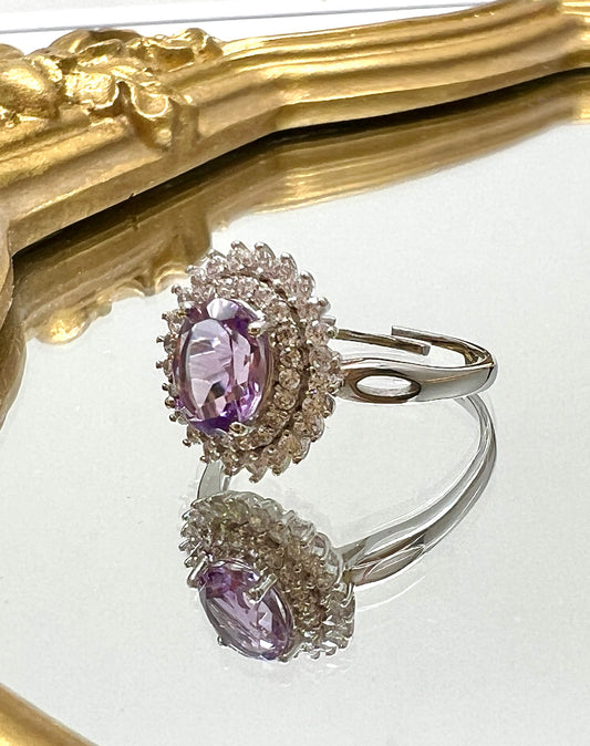 Amethyst Stone Big Princess Diana Ring
