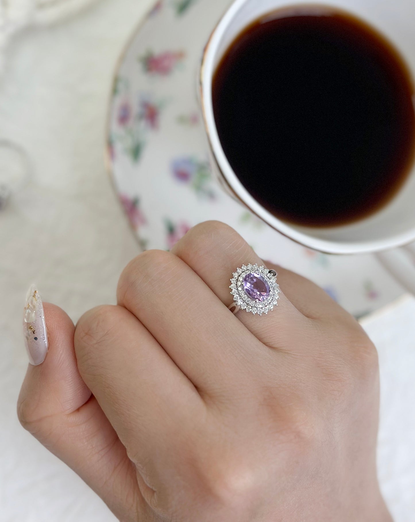 Amethyst Stone Big Princess Diana Ring