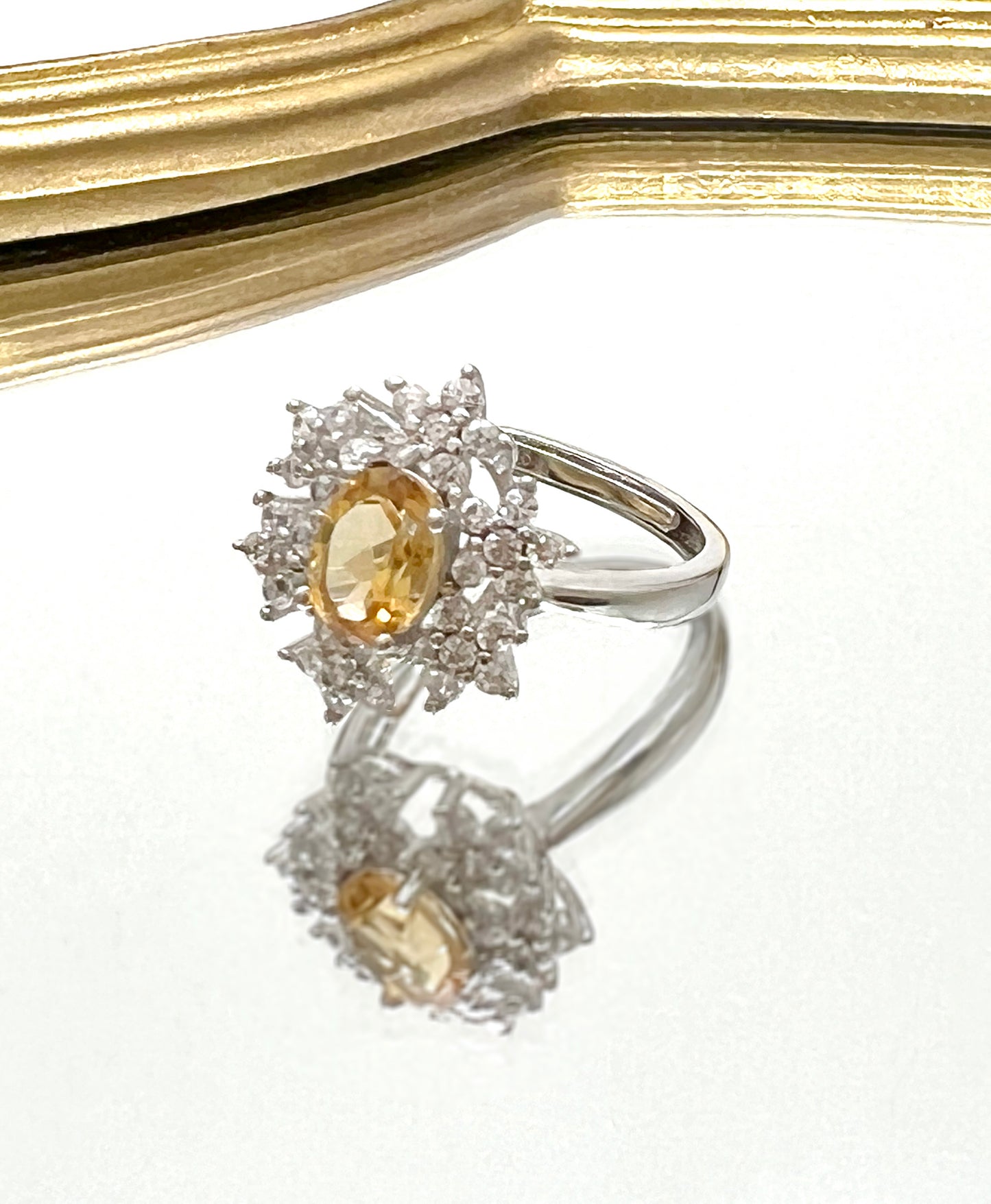 Citrine With Stars Stone 925 Sterling Silver Adjustable Ring