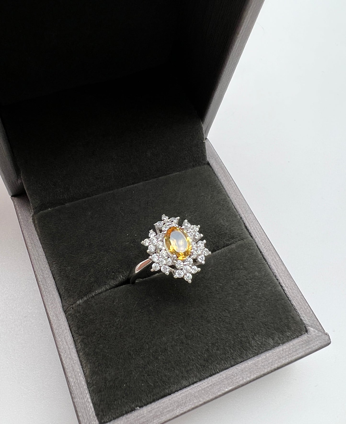 Citrine With Stars Stone 925 Sterling Silver Adjustable Ring