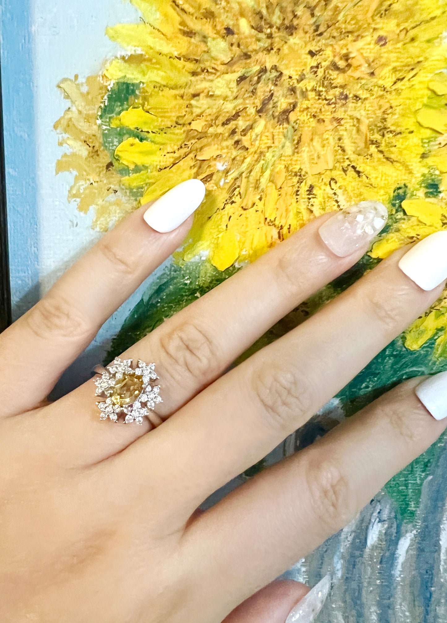 Citrine With Stars Stone 925 Sterling Silver Adjustable Ring