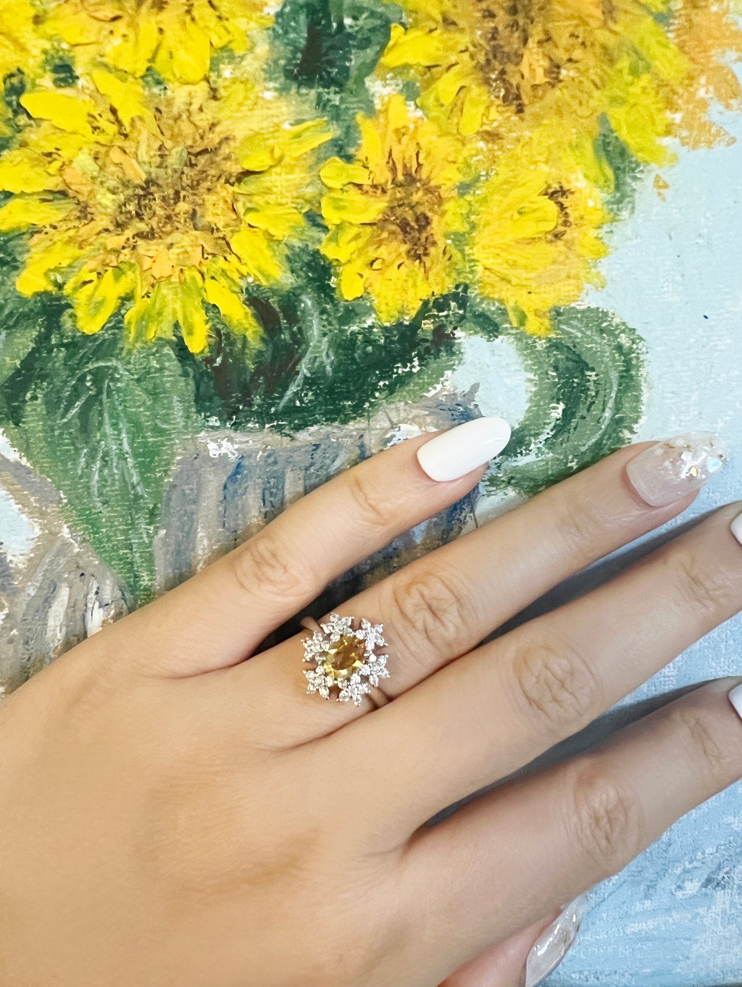 Citrine With Stars Stone 925 Sterling Silver Adjustable Ring