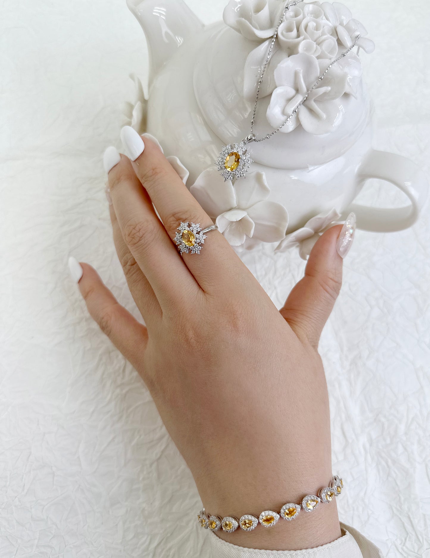 Citrine With Stars Stone 925 Sterling Silver Adjustable Ring