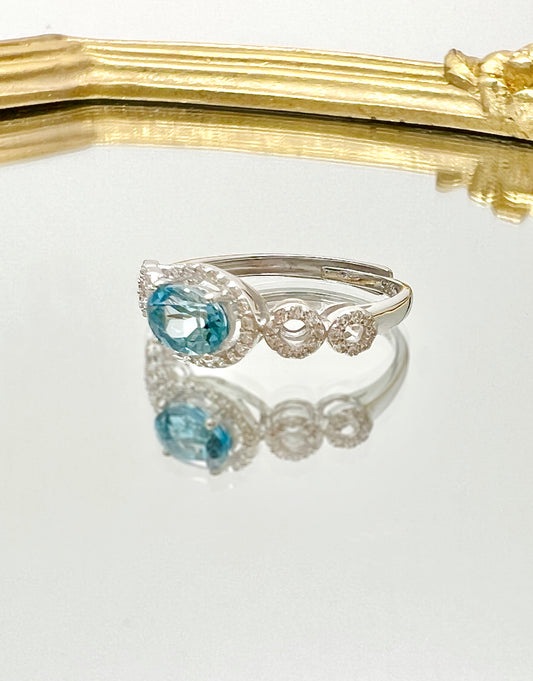 Multi-stone Blue Topaz 925 Sterling Silver Adjustable Ring