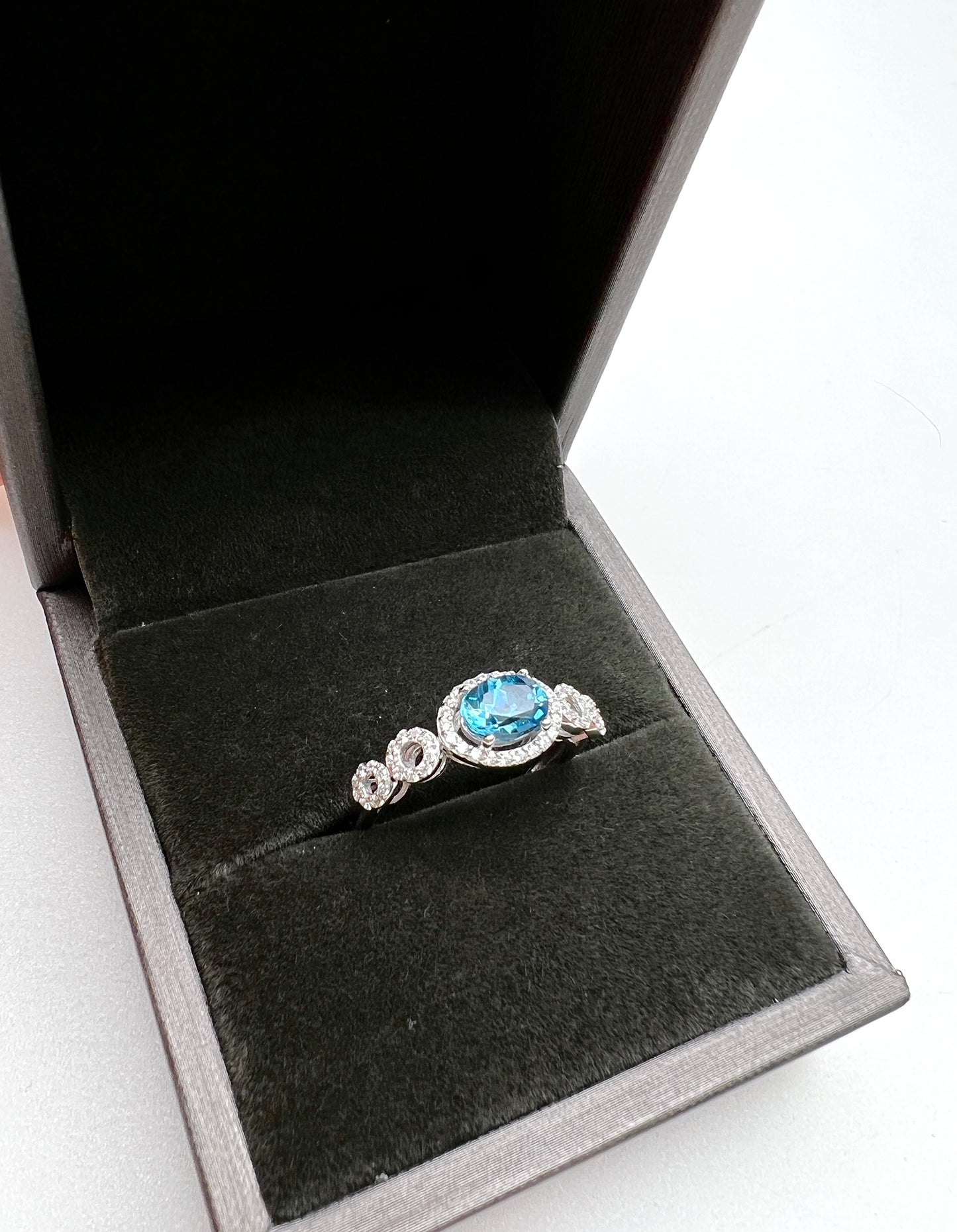 Multi-stone Blue Topaz 925 Sterling Silver Adjustable Ring