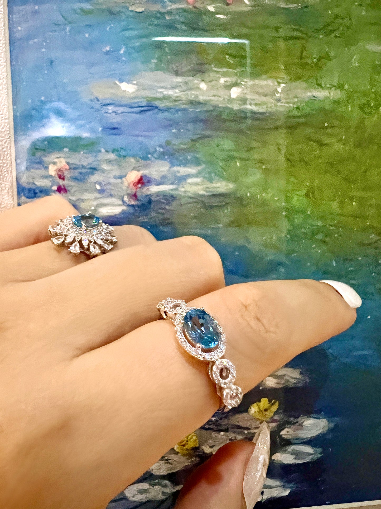 Multi-stone Blue Topaz 925 Sterling Silver Adjustable Ring