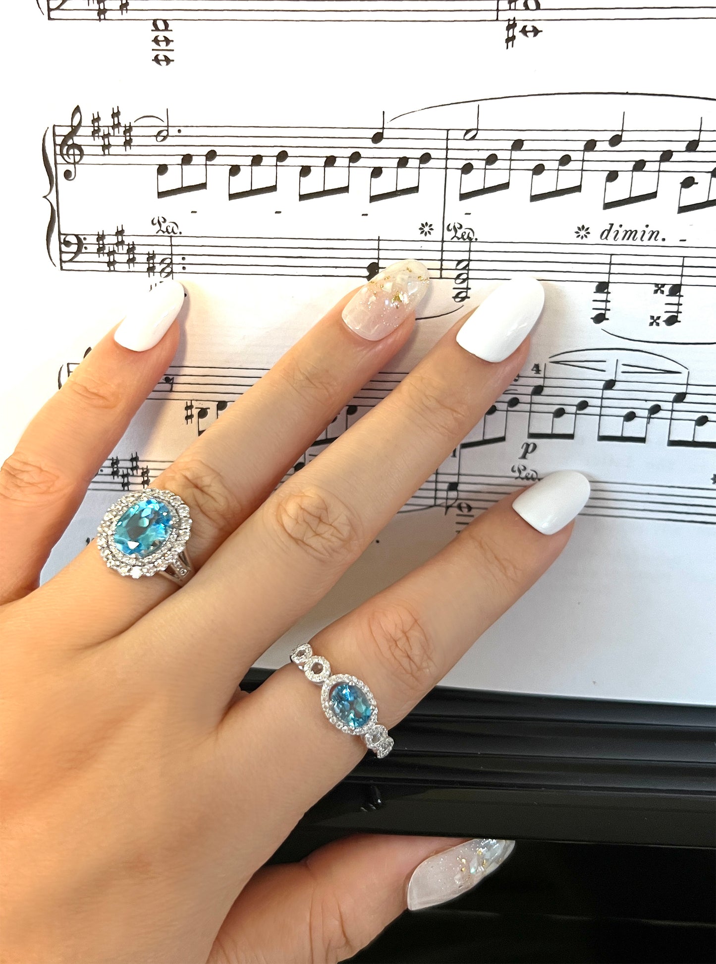 Multi-stone Blue Topaz 925 Sterling Silver Adjustable Ring