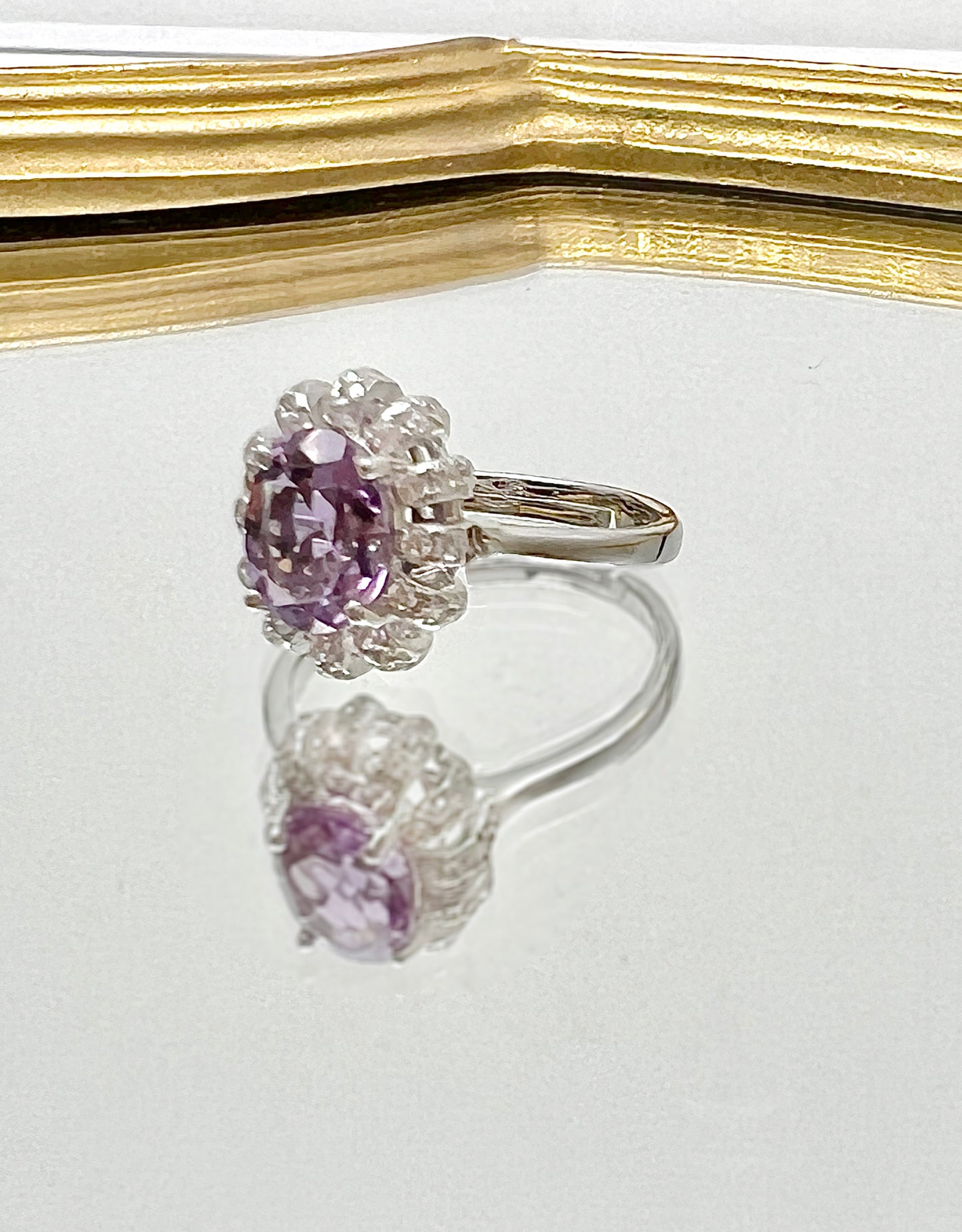 Oval Amethyst Stone 925 Sterling Silver Adjustable Ring