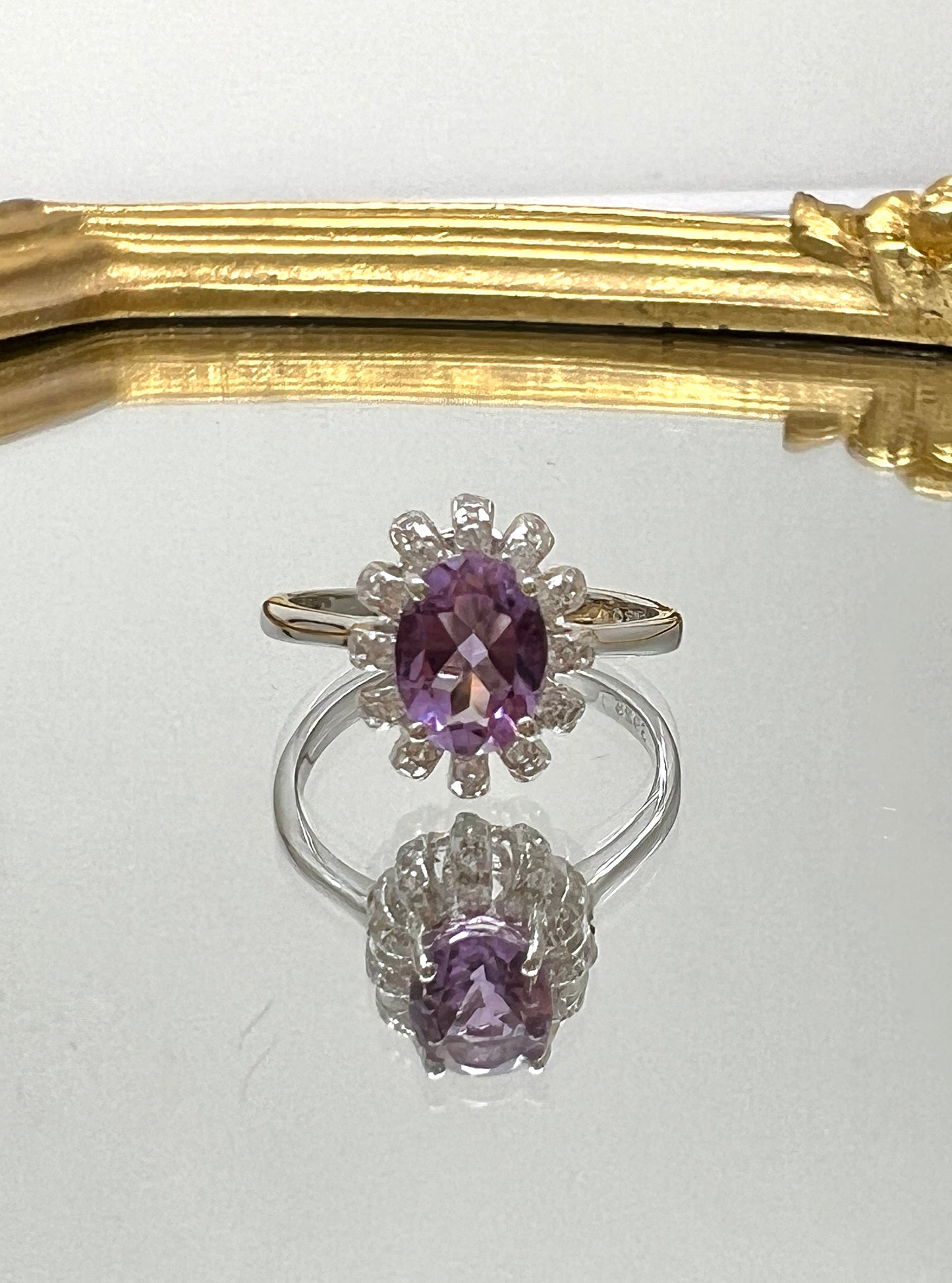 Oval Amethyst Stone 925 Sterling Silver Adjustable Ring