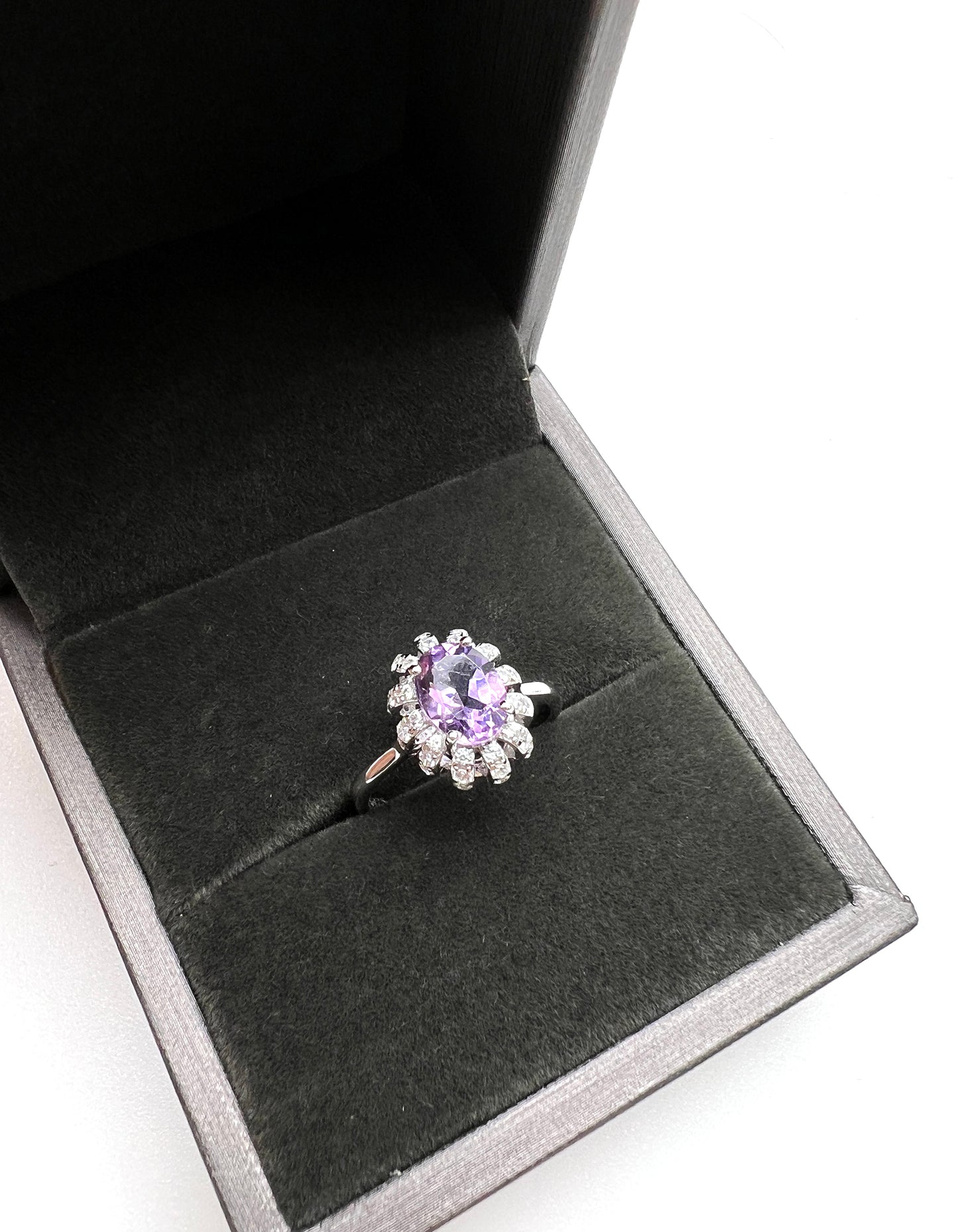 Oval Amethyst Stone 925 Sterling Silver Adjustable Ring