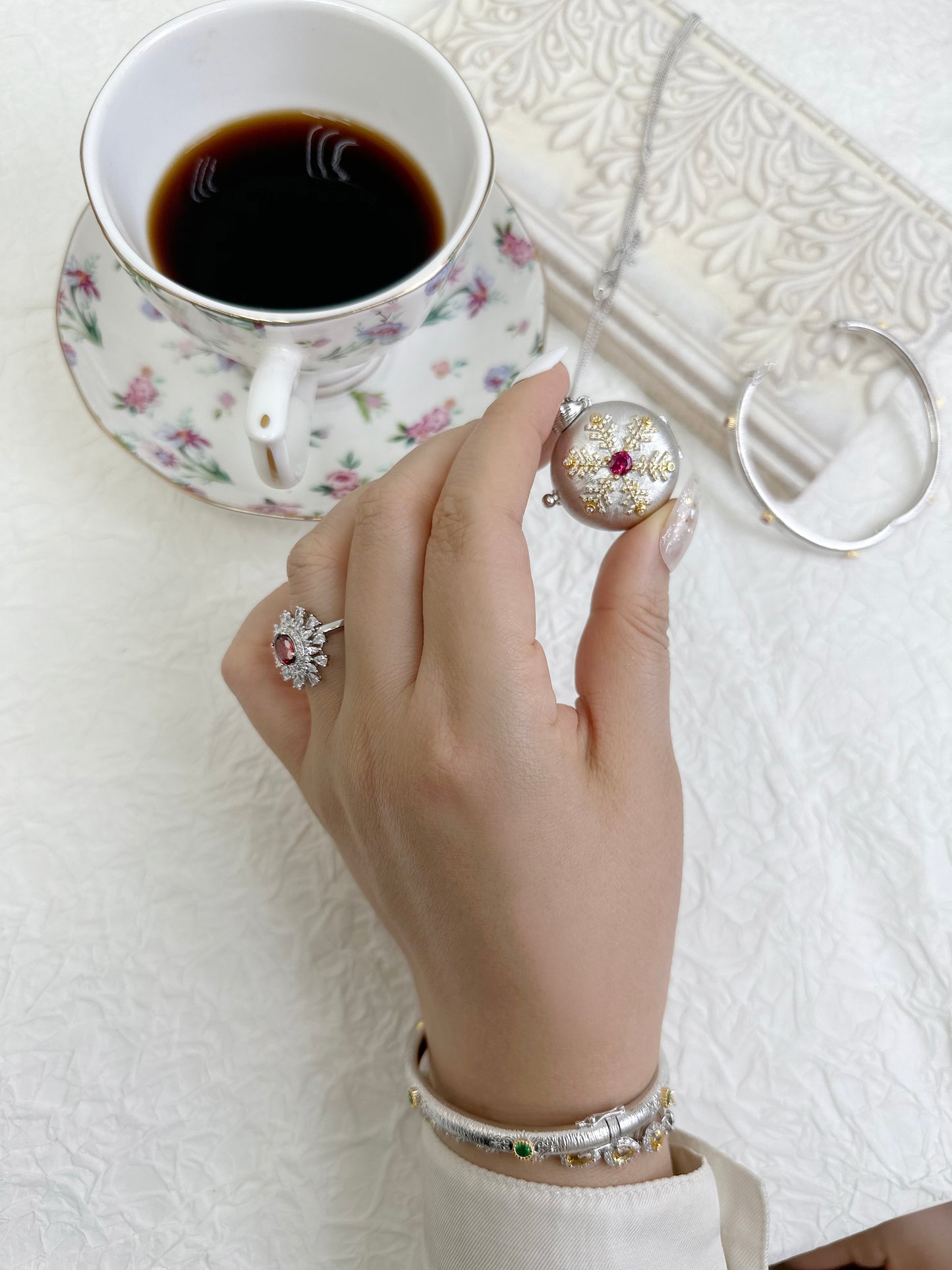 925 Silver Aromatherapy Locket Pendant With Red Stone Necklace