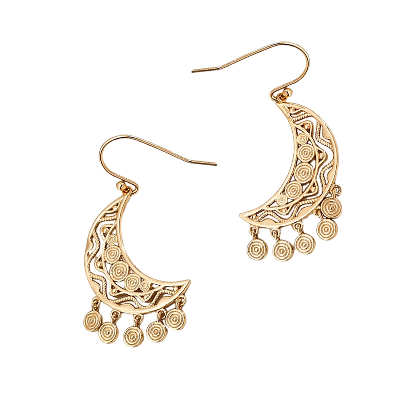 Bohemian Gold Moon Shaped Earrings