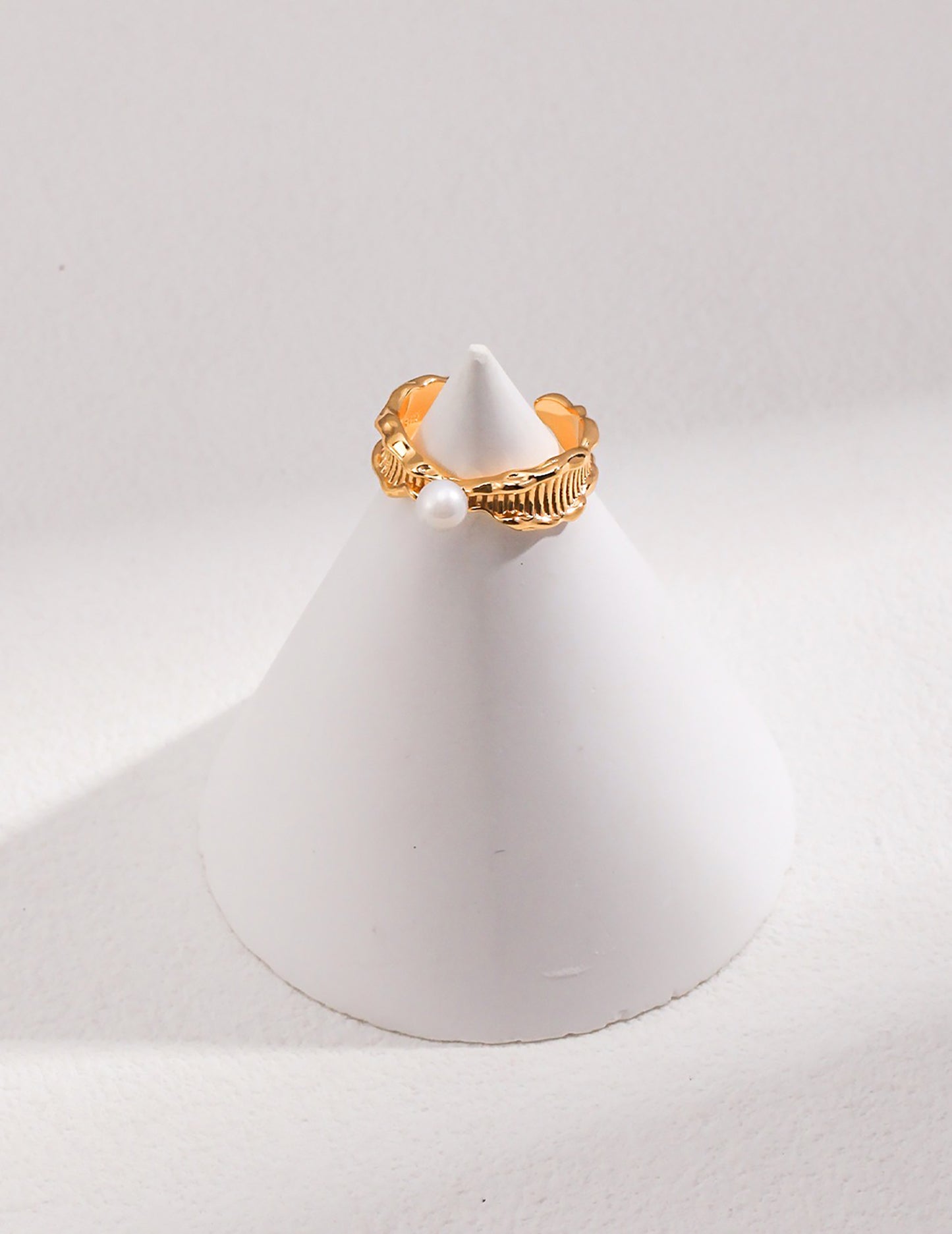 Pearl Setting Gold Plated 925 Silver Open Ring