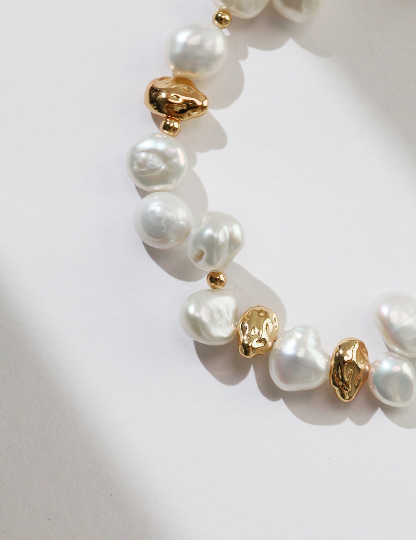 French Style Irregular Freshwater Pearls With 18K Gold Bracelet