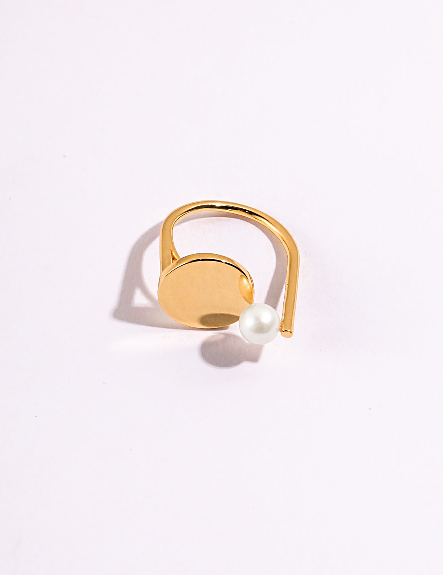 Geometric Shaped 925 Silver With White Pearl Ring