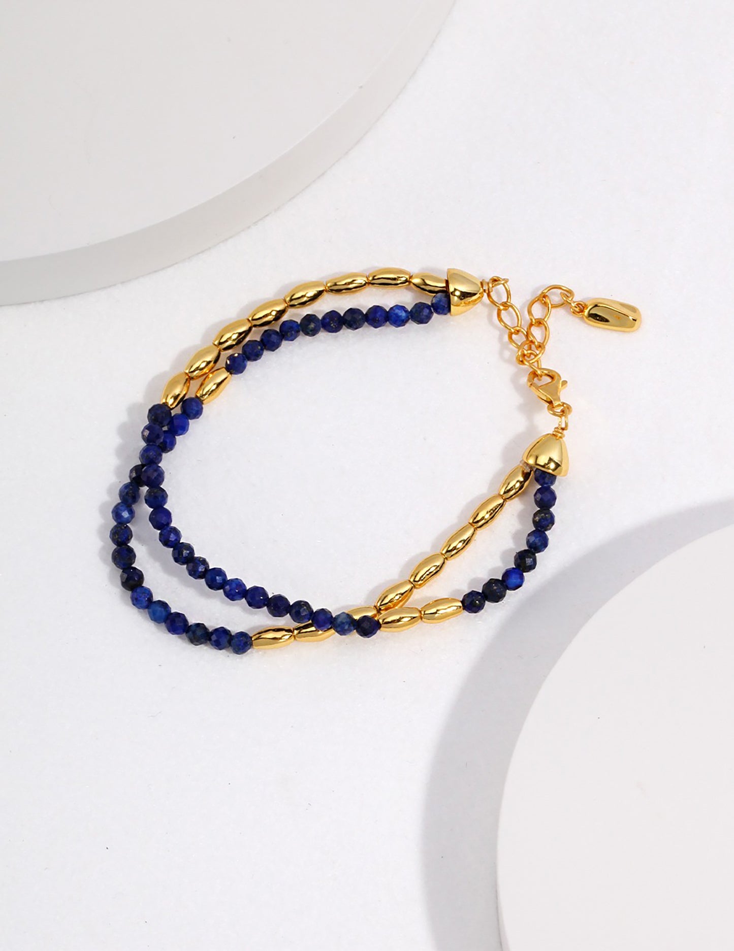 Lapis With 925 Silver Double plated gold Layers Bracelet