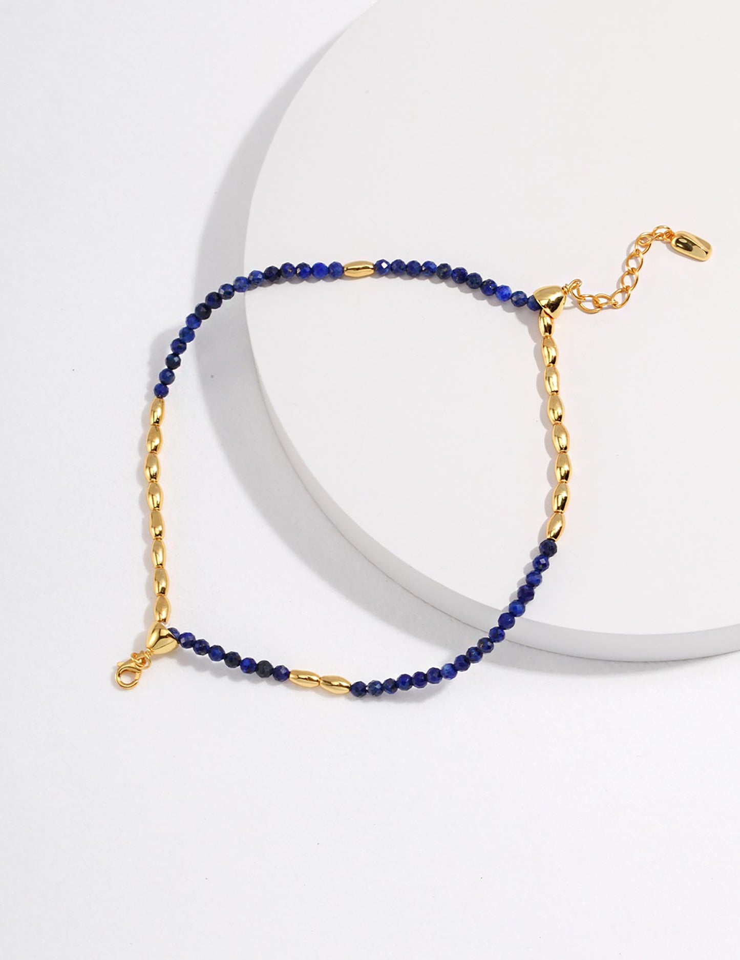 Lapis With 925 Silver Double plated gold Layers Bracelet
