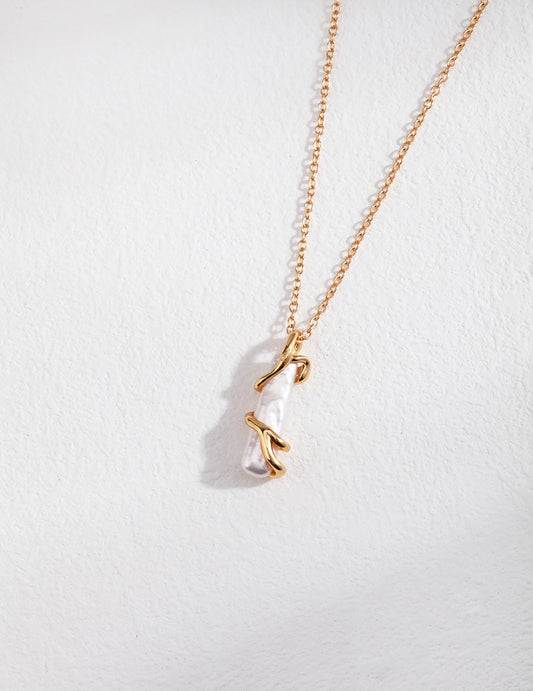 Stick Baroque Pearls With 925 Silver Stud Earrings