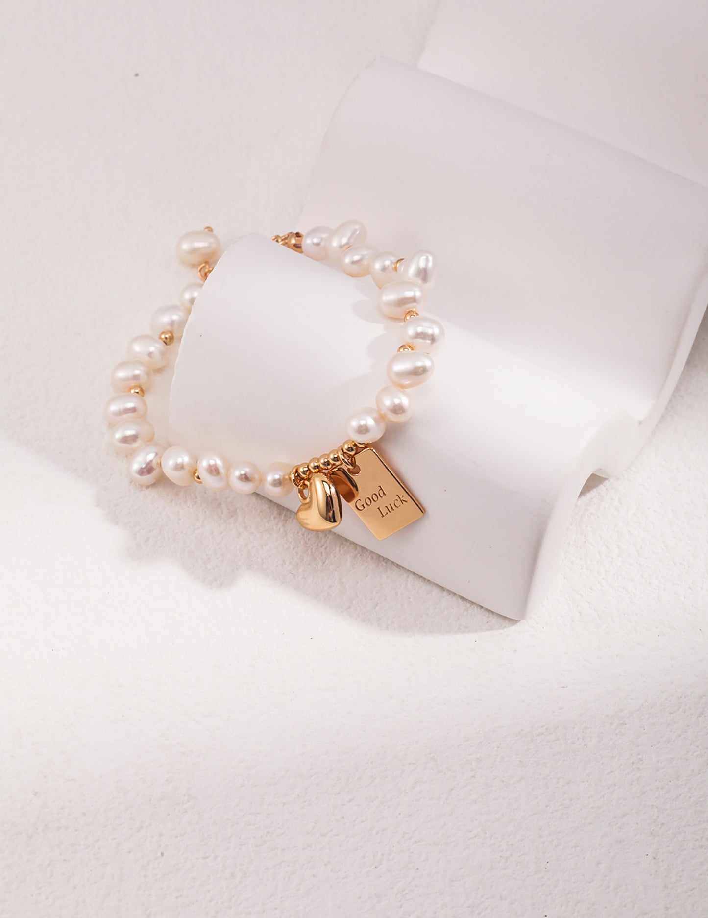 Irregular Freshwater Pearls With 925 Silver Heart Charm Bracelet