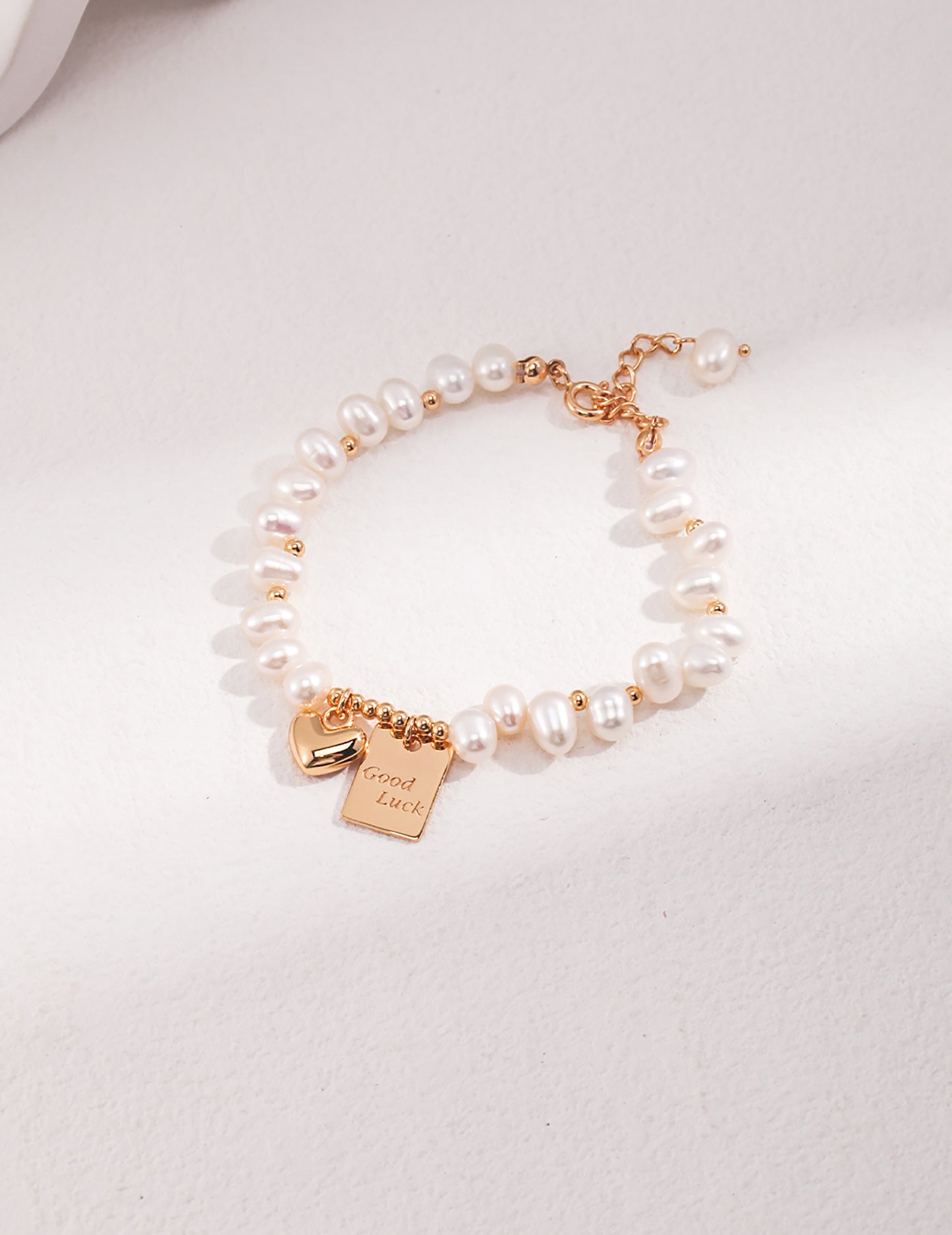 Irregular Freshwater Pearls With 925 Silver Heart Charm Bracelet