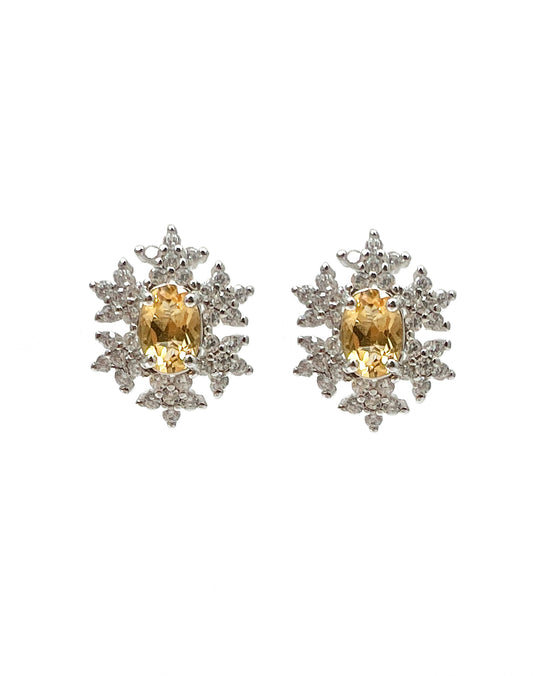 Citrine Stone 925 Silver Earrings